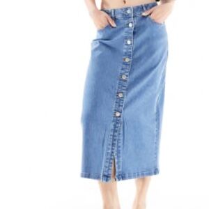 L.L. BEAN DENIM PENCIL SKIRT BUTTONS FRONT SIZE 6